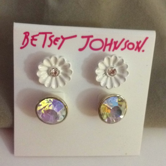 Betsey Johnson Jewelry - Betsey Johnson Floral & Rhinestone Earrings